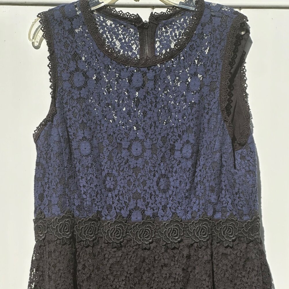 Nanette Lepore Lace Sleeveless Top - Blue and Black Size 12
